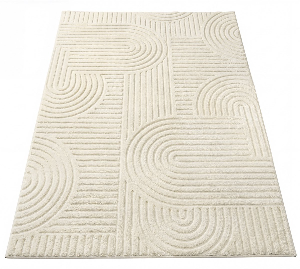 3D crèmewit vloerkleed 230x160 cm – machinewasbaar – antislip – Crèmewit