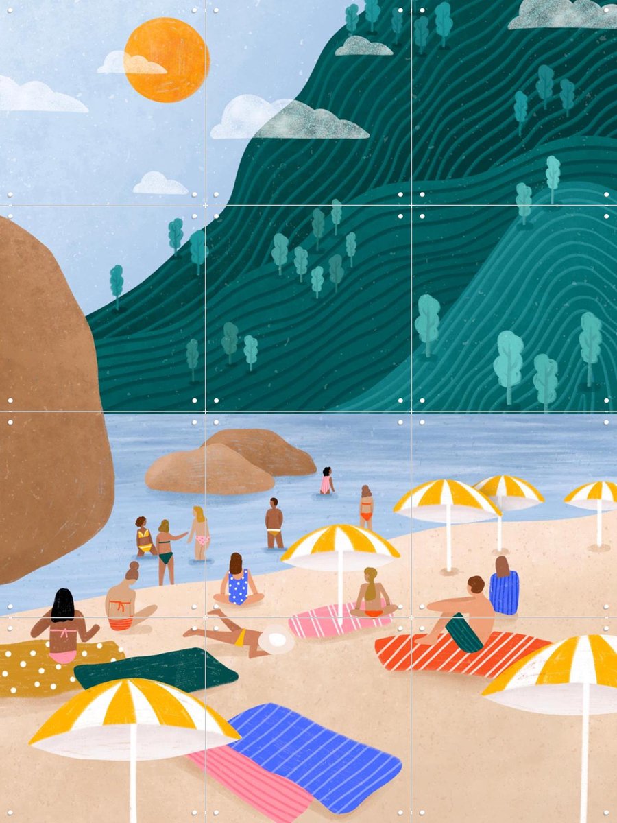 IXXI Sunkissed Retreat, Bea Müller & Various - 60 x 80 cm - Gratis ophangtool - Grote wanddecoratie en posters - Fantasierijk, Speels, Modern