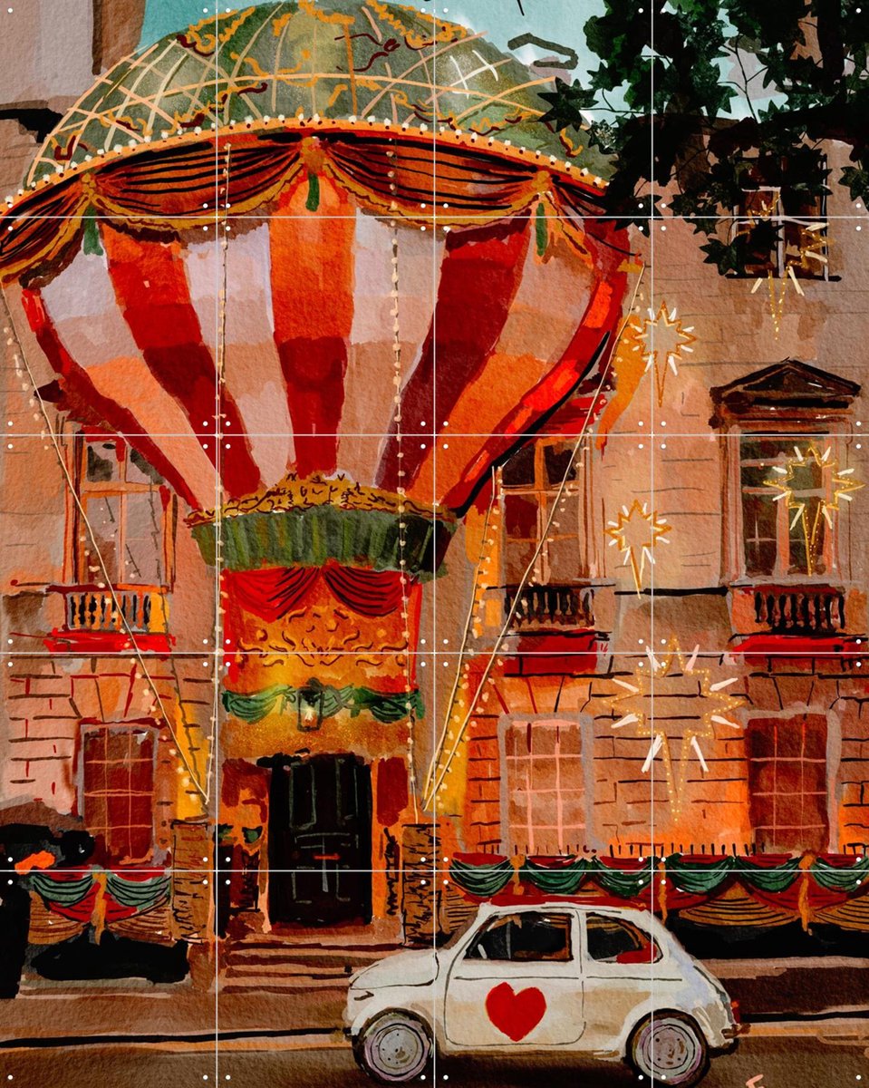 IXXI Balloon House, Ekaterina Zagorska - 80 x 100 cm - Gratis ophangtool - Grote wanddecoratie en posters - Speels, Modern, Olieverf, Fantasierijk