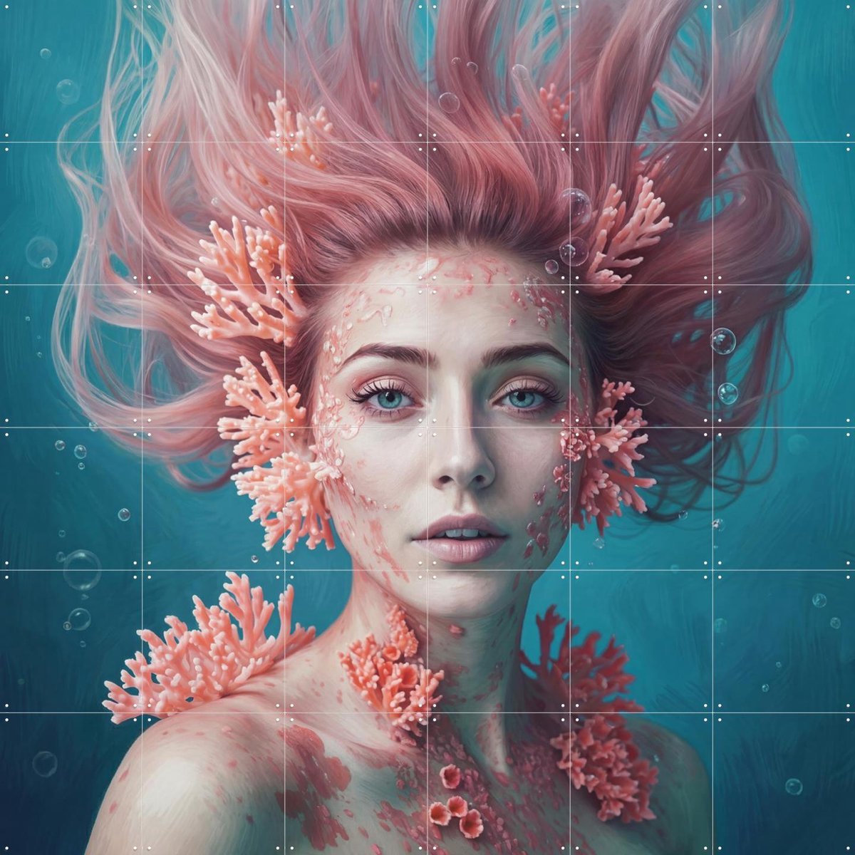 IXXI Queen of the Sunken Garden, IXXI Studio - 120 x 120 cm - Gratis ophangtool - Grote wanddecoratie en posters - Surrealisme, Digitale Kunst