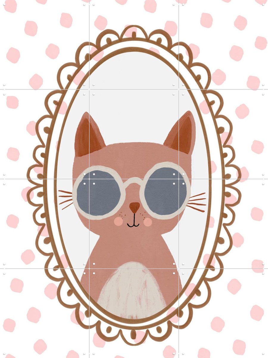 IXXI Cool Cat, Treechild & Various - 60 x 80 cm - Gratis ophangtool - Grote wanddecoratie en posters - Kleurrijk, Cartoonesk, Speels, Geometrische