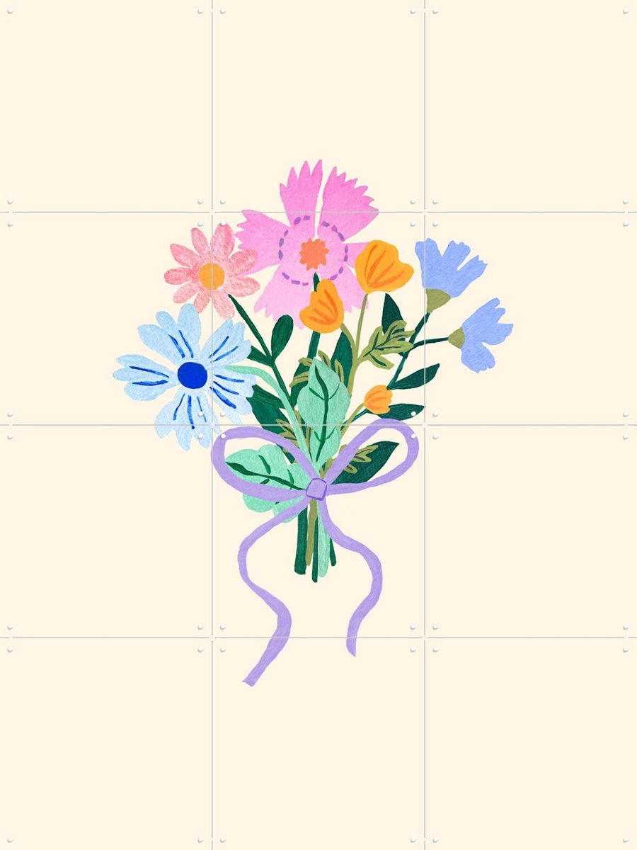 IXXI Floral Fantasy Bouquet, Palmartprints - 60 x 80 cm - Gratis ophangtool - Grote wanddecoratie en posters - Fantasierijk, Illustraties, Babykamer