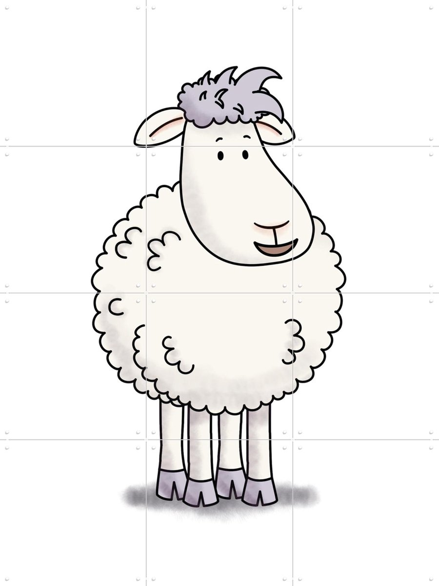 IXXI Schaap Mike, Mike & Molly & Van Hoorne Studios - 60 x 80 cm - Gratis ophangtool - Grote wanddecoratie en posters - Illustraties, Fantasierijk