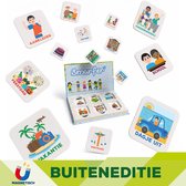Magnetische pictogrammen: aankleden, fietsen, opa en oma, museum, school, kinderboerderij, feestdag, vakantie, pretpark, dagje uit.