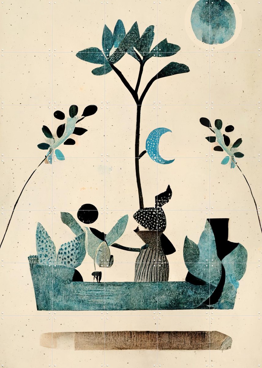 IXXI My Fantastic Journey, Treechild & Various - 100 x 140 cm - Gratis ophangtool - Grote wanddecoratie en posters - Collage, Speels, Gemengde