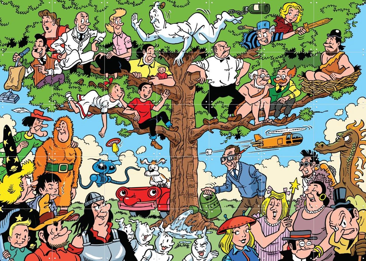 IXXI Suske en Wiske in de Familieboom, Suske en Wiske & Standaard Uitgeverij - 140 x 100 cm - Gratis ophangtool - Grote wanddecoratie en posters - Pop