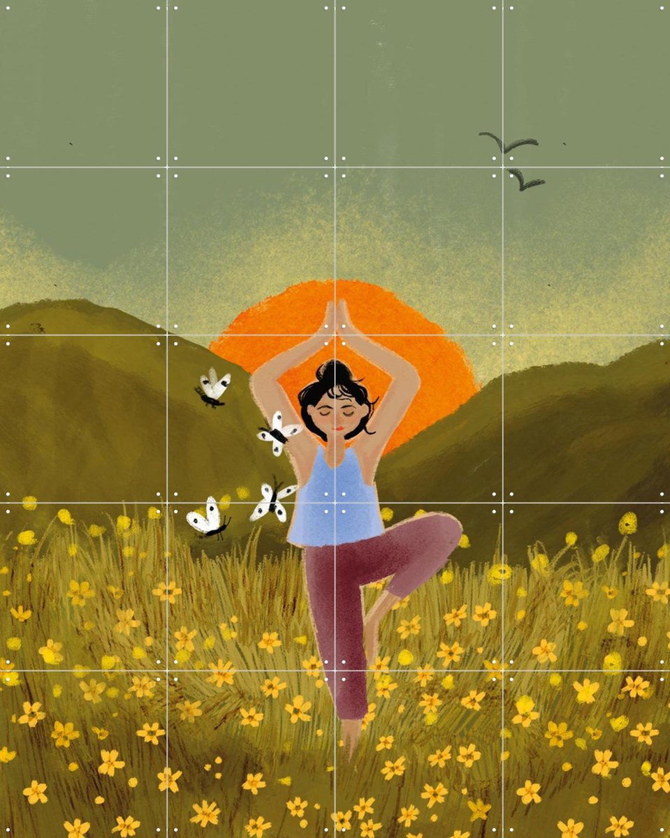 IXXI Zen, Esther Sepers - 80 x 100 cm - Gratis ophangtool - Grote wanddecoratie en posters - Modern, Illustraties, Kleurrijk, Gang, Studeerkamer