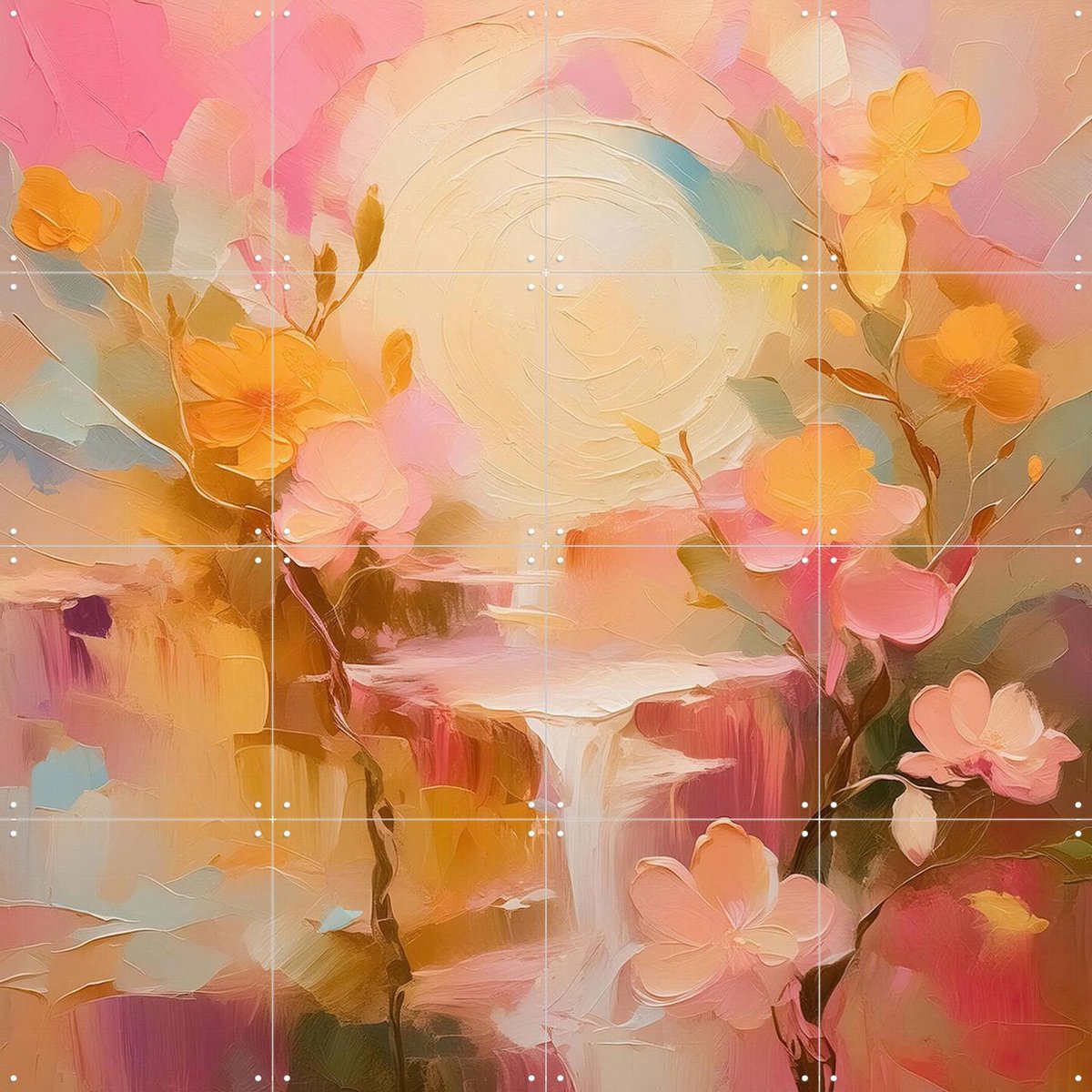 IXXI Whispers of Blossom, Moonheart Artworks - 80 x 80 cm - Gratis ophangtool - Grote wanddecoratie en posters - Kleurrijk, Olieverf, Kwaststreken