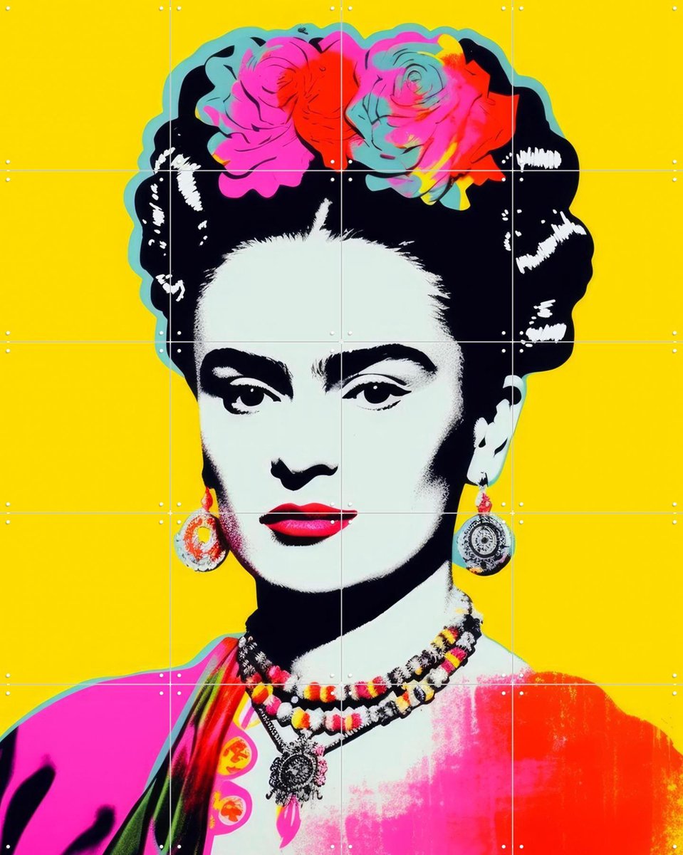 IXXI Oh Frida No. 2, Treechild & Various - 80 x 100 cm - Gratis ophangtool - Grote wanddecoratie en posters - Pop art, Digitale Kunst, Kleurrijk