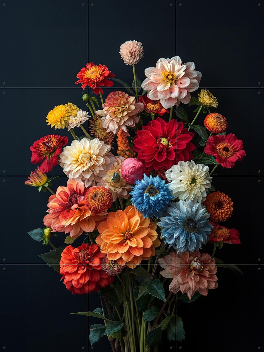 IXXI Wildflower Bouquet, Margriet Hulsker - 60 x 80 cm - Gratis ophangtool - Grote wanddecoratie en posters - Kleurrijk, Trap, Woonkamer, Eetkamer