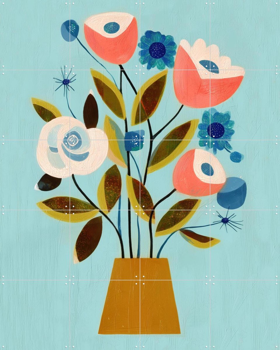 IXXI Colorful Still Life, Branka Kodžoman - 80 x 100 cm - Gratis ophangtool - Grote wanddecoratie en posters - Schilderijen, Kwaststreken, Slaapkamer