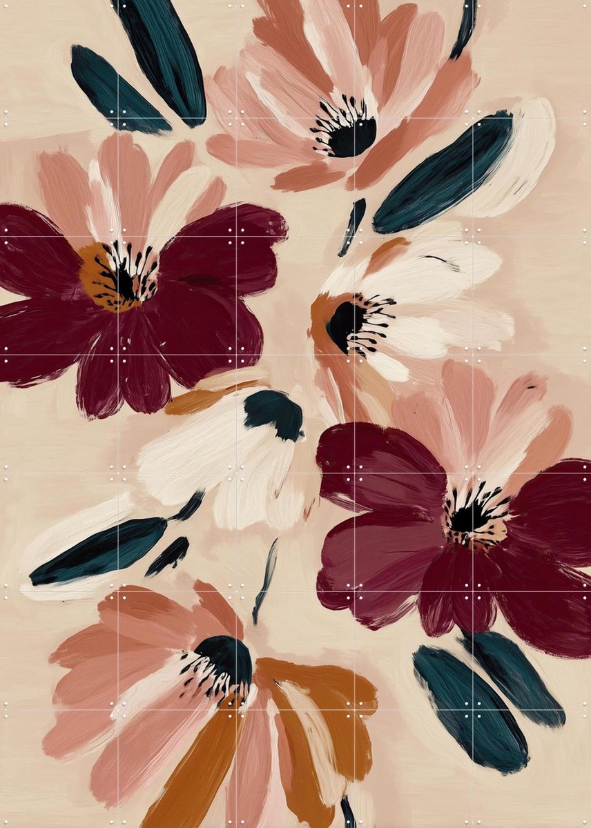 IXXI Blush and Wine Blossoms 1, Branka Kodžoman - 100 x 140 cm - Gratis ophangtool - Grote wanddecoratie en posters - Schilderijen, Kwaststreken