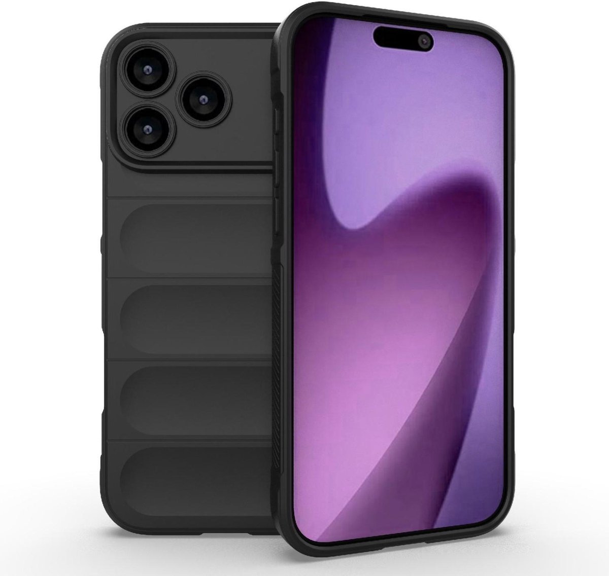 Mobigear Hoesje geschikt voor Apple iPhone 18 Pro Max Telefoonhoesje Flexibel TPU | Mobigear Bumpy Backcover | iPhone 18 Pro Max Case | Back Cover - Zwart
