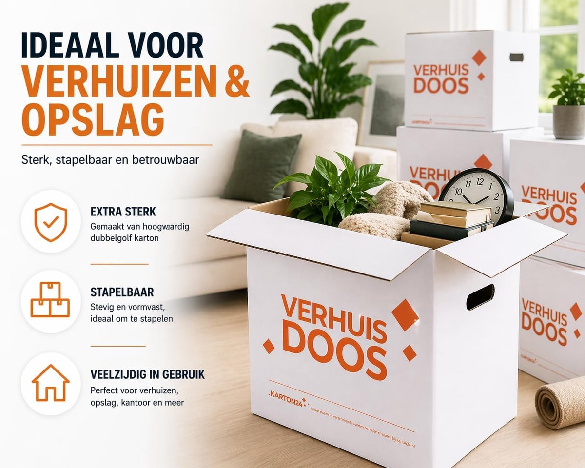 Verhuisdozen set van 15 - Extra sterke dubbelgolf karton - Zelfsluitend ontwerp - Ideaal voor zware ladingen - ShopVlot