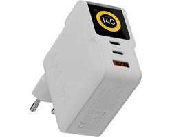 Xtorm NextGen USB-C Oplader 140W – Laptop Oplader voor MacBook Pro – GaN³ Snellader met Smart Display – 3 Poorten – Wit