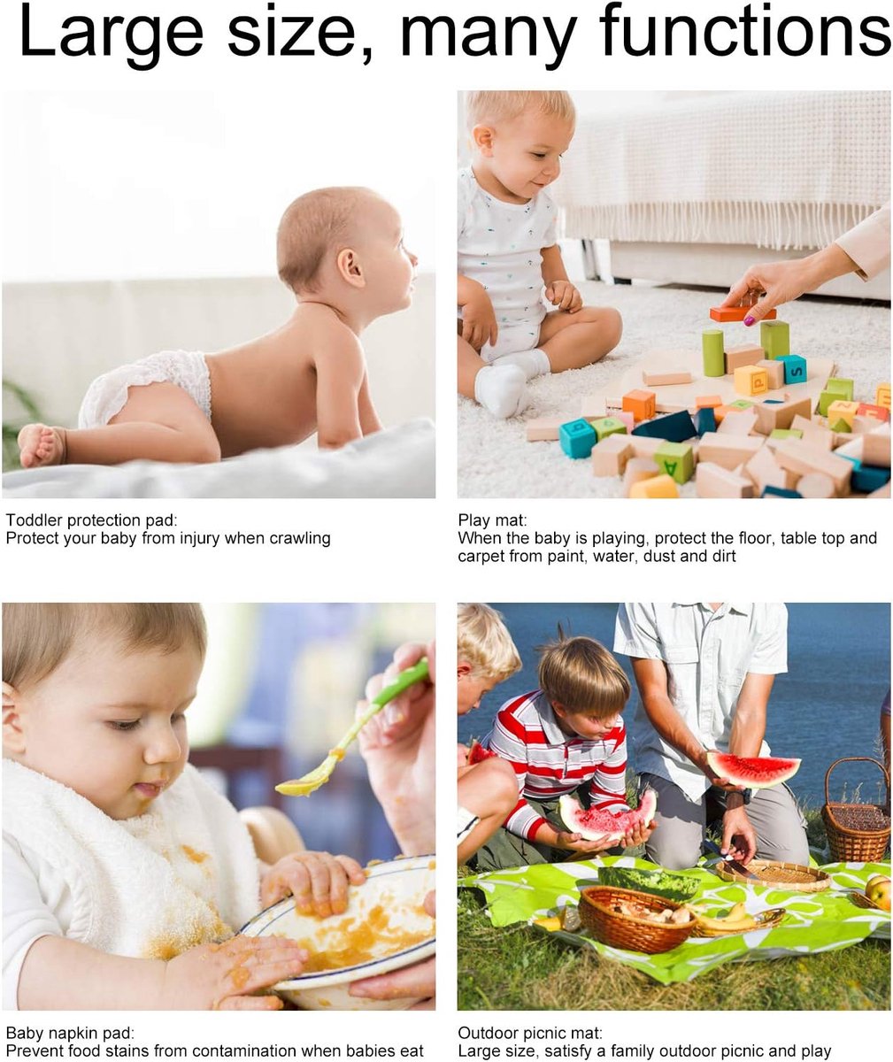 SnelShoppen - Baby Eetstoel Mat, 110x110 cm Waterdichte Vloermat, Afneembare Antislip Speelmat voor Onder Hoge Stoel, Ideaal voor Eten en Spelen – foto 2