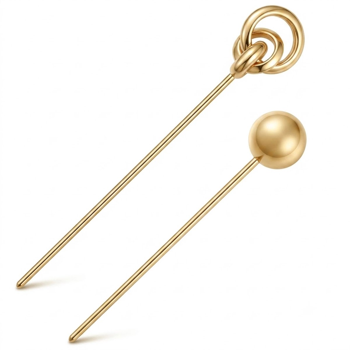 Goudkleurige haarpin dames haarpin set 2 stuks metalen haarspeld met geometrisch rond ontwerp en bol voor haarknot opsteek kapsel minimalistisch haar accessoire