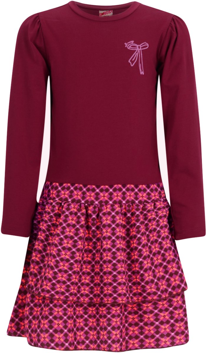 B.Nosy Y607-5821 Jurk meisjes rood roze - Maat 104