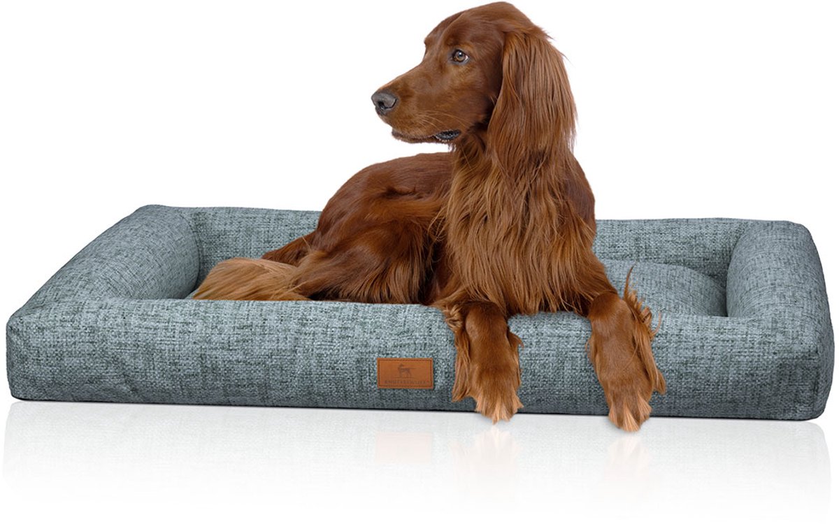Knuffelwuff box hondenbed Nivaro van zacht weefsel XXL 121 x 81cm Petrol
