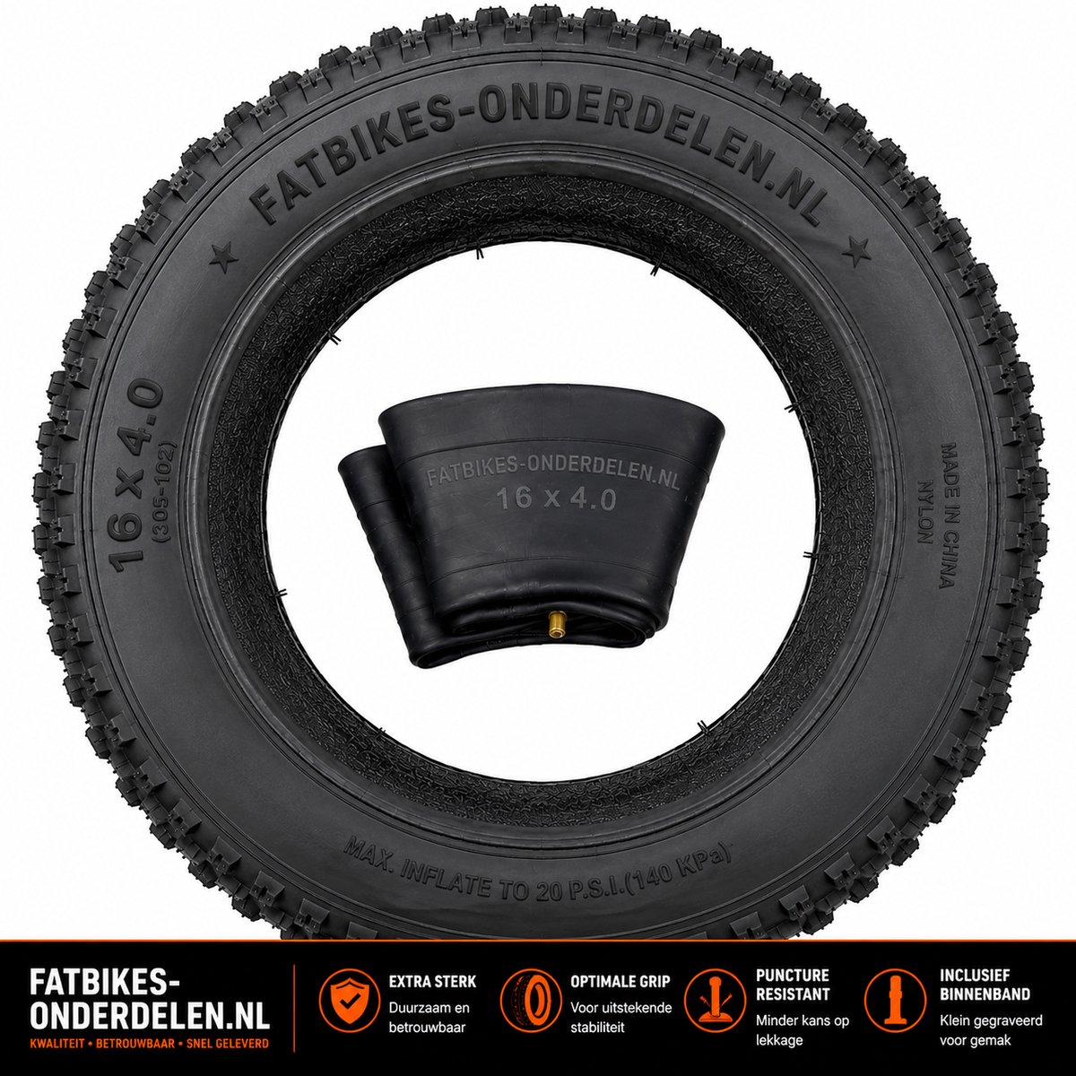FONL band voor Ouxi C80 Mini fat bike 16x4 inch set - binnenband + buitenband fat bike mini - 16x4 inch band elektrische fiets