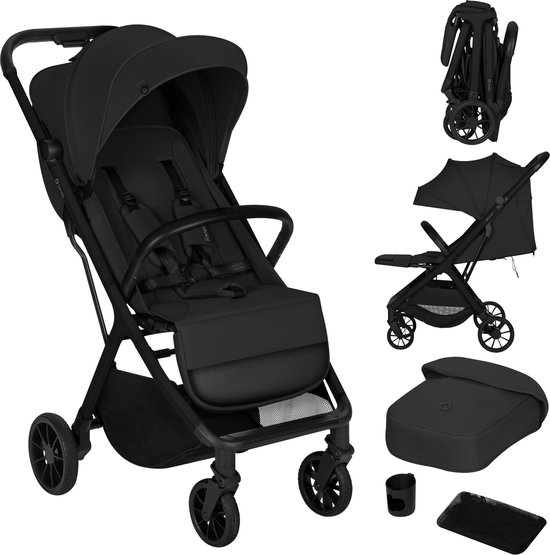 Lionelo Cloe Plus Buggy - Automatisch Inklapbaar - Kinderwagen tot 22 kg - Compact & Lichtgewicht - Verstelbare Rugleuning - Grote Geveerde PU-Wielen - UPF50+ XXL Zonnekap - Voetenzak & Bekerhouder van LIONELO — afbeelding 5