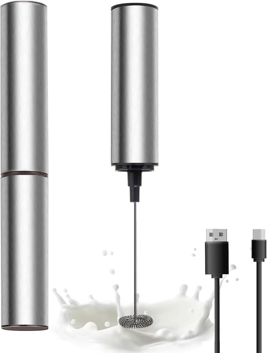 SnelShoppen - Oplaadbare Handmatige Melkschuimer, Krachtige Handkoffieschuimer met USB, Duurzaam ABS, Perfect voor Koffie en Melk, Keukenaccessoire vo