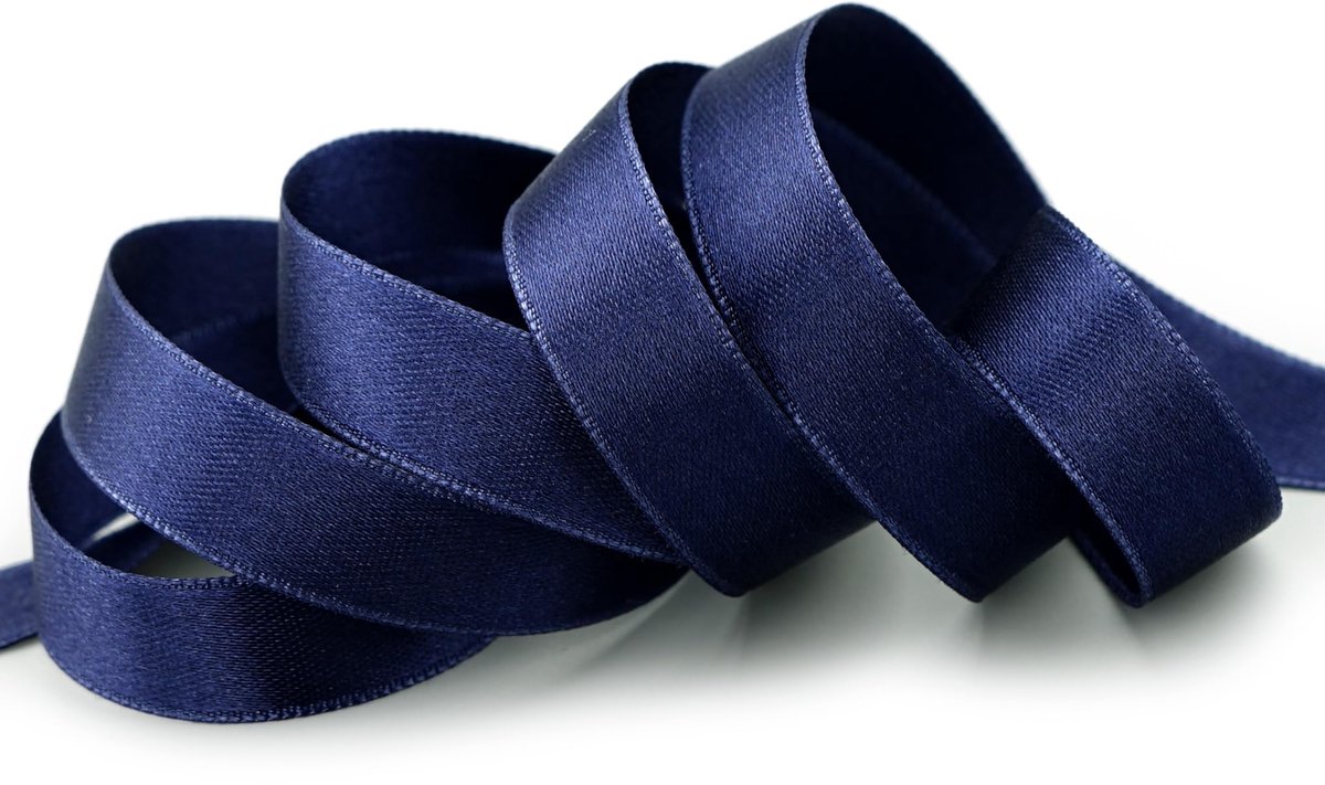 25 m x 15 mm donkerblauw satijnen lint (624) dubbelzijdig lint van satijn zonder draad, zacht en glanzend, geschikt voor cadeaus en decoratie. Double face decoratief lint voor het versieren