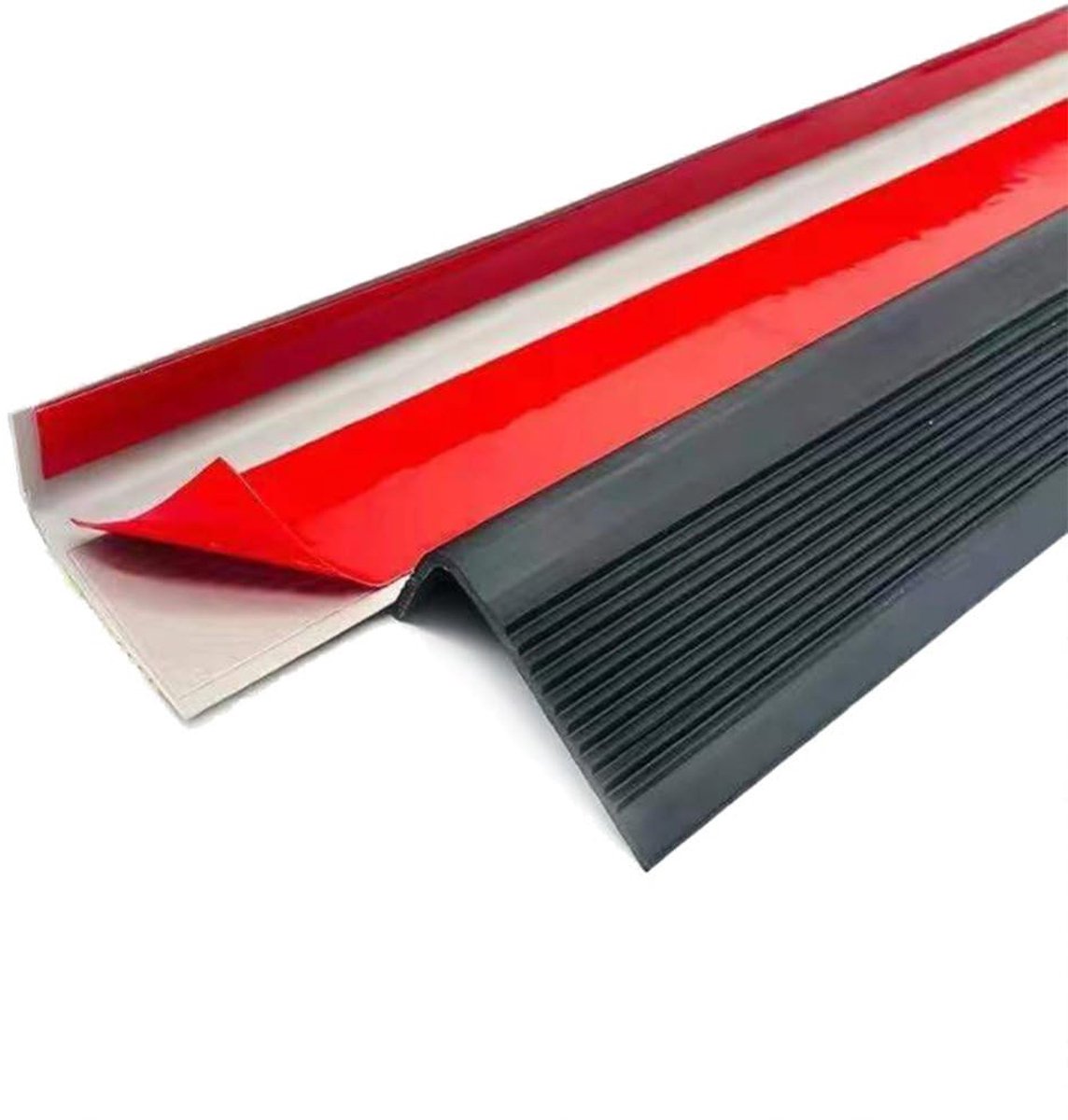 2 m Bullnose Trap, antislip neuzen, zelfklevende vinyl randstrip, antislip stapbekleding, PVC-rubber hoektraprand (50 x 25 mm, zwart)
