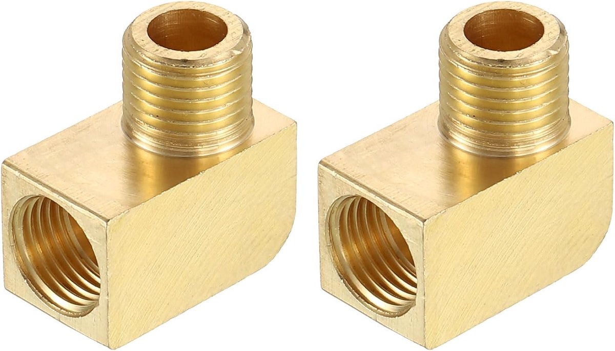 2 stuks 90 graden messing buisverbinders mannelijk M10 x vrouwelijk M10 voor gas, lucht, olie, propaan