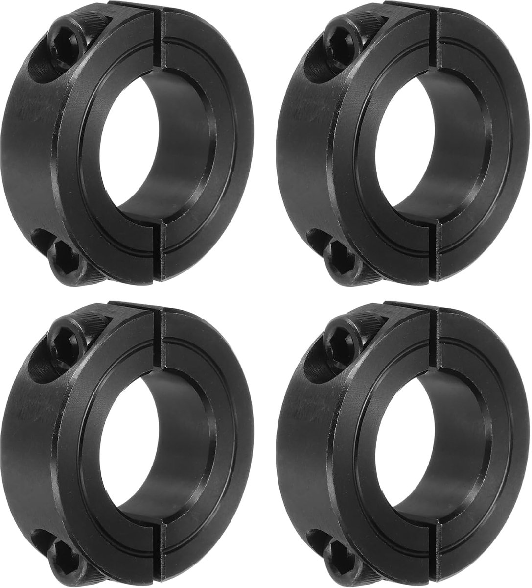Golfring 7/8" boring dubbel gedeelde spanring van koolstofstaal met set-schroef zwart 4-pack