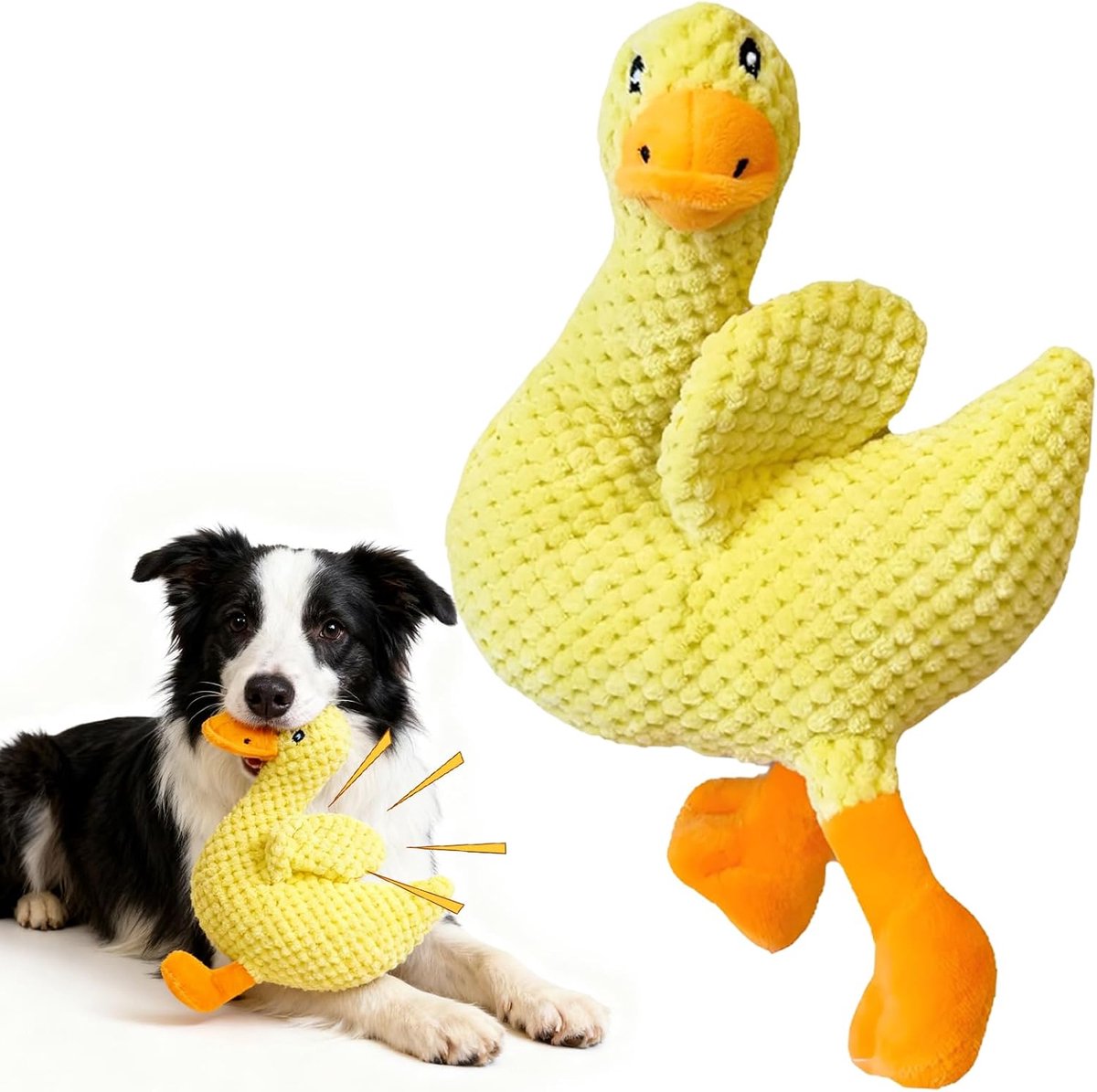 Anti-stress eend voor honden, eend, hondenspeelgoed, geel piepend hondenspeelgoed, antistress hond, hondenspeelgoed, onverwoestbaar, hondenspeelgoed van pluche voor puppy's, middelgrote en