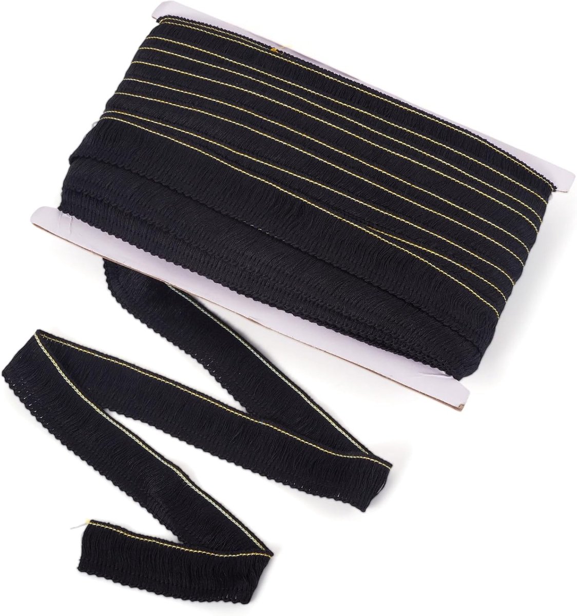 27 Yards Zwarte Franje Kwastje Trim 25Mm Polyerter Fiber Fringe Trim Voor Naaien Quilten Diy Woondecoratie