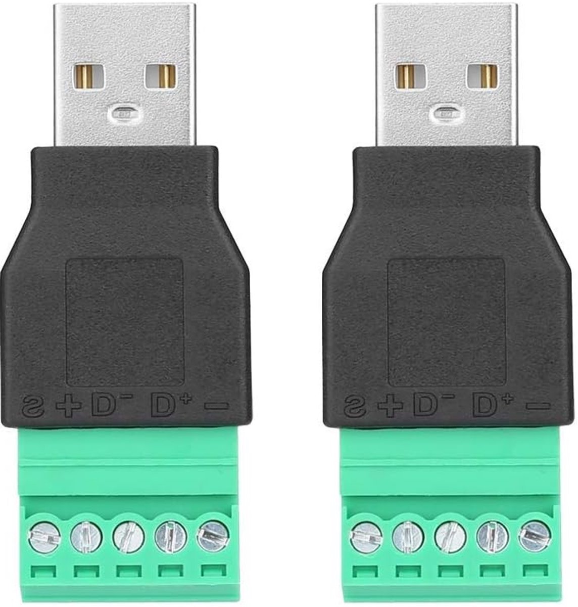 2 x USB-stekker A, 5-polige schroefaansluiting, adapter aansluiting USB-naar-USB-adapter