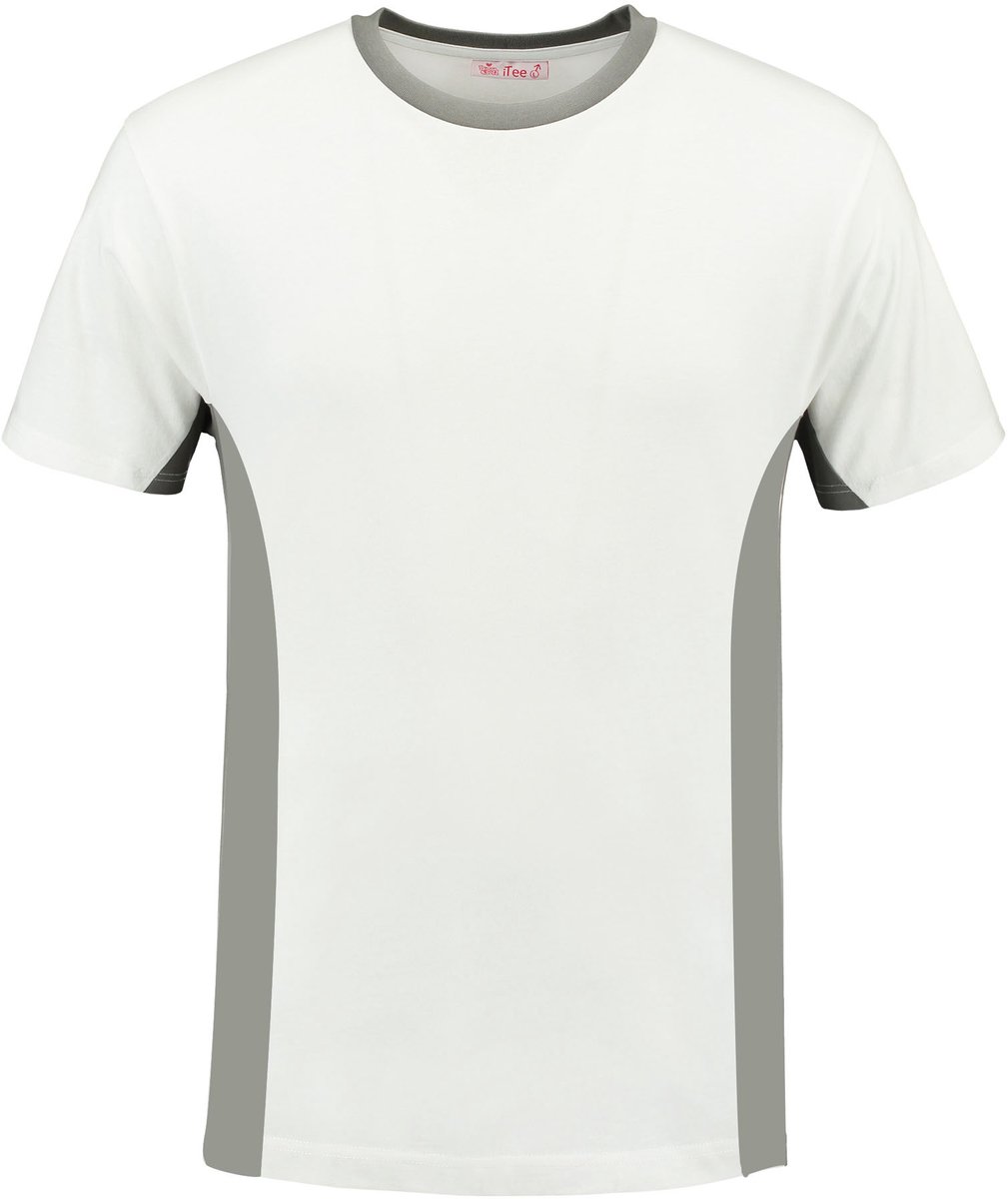 Lemon & Soda workwear contrast T-shirt in de kleur wit met pearl grey in de maat S
