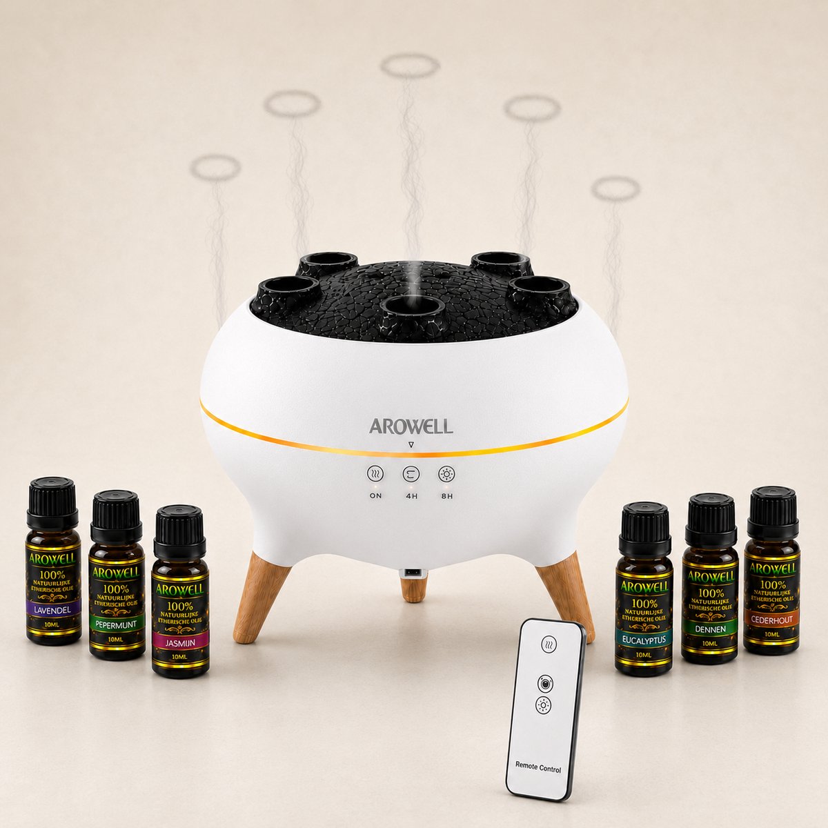 Arowell - Jellyfish Aroma Diffuser met 6 Etherische Oliën – 250 ml – Afstandsbediening – 7 Kleuren