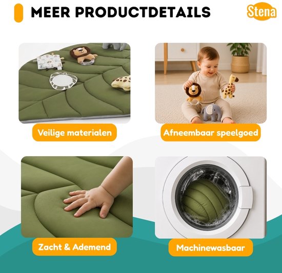 Stena Babygym - Speelkleed Baby met Boog - Jungle+ - 8 Speeltjes - Speelmat - Trendy Design - 0 tot 18 Maanden van Stena — afbeelding 3