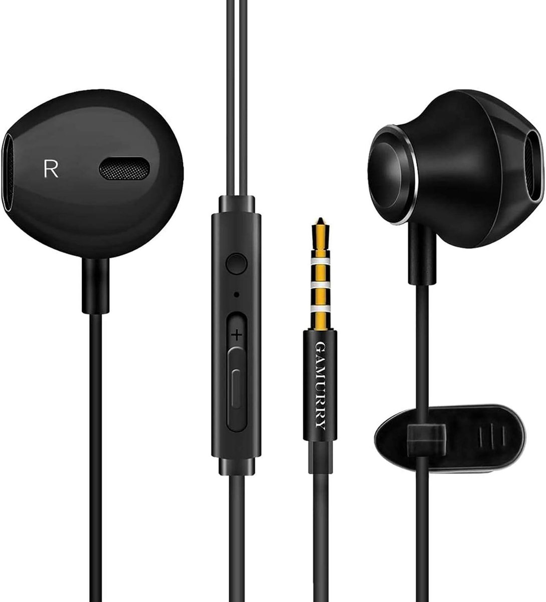 SnelShoppen - In-Ear Hoofdtelefoon 3.5mm met Microfoon, 120cm Kabel, Geluidskwaliteit, Volumeregeling, Noise-Cancelling, Zwart voor Gaming en Bellen