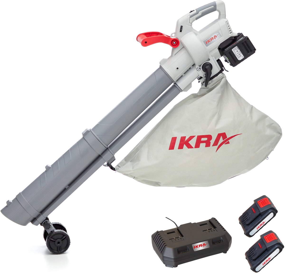 IKRA accu 3-in-1 bladblazer/-zuiger/-versnipperaar IALS 2-20 met 2 accu’s & dubbele snellader