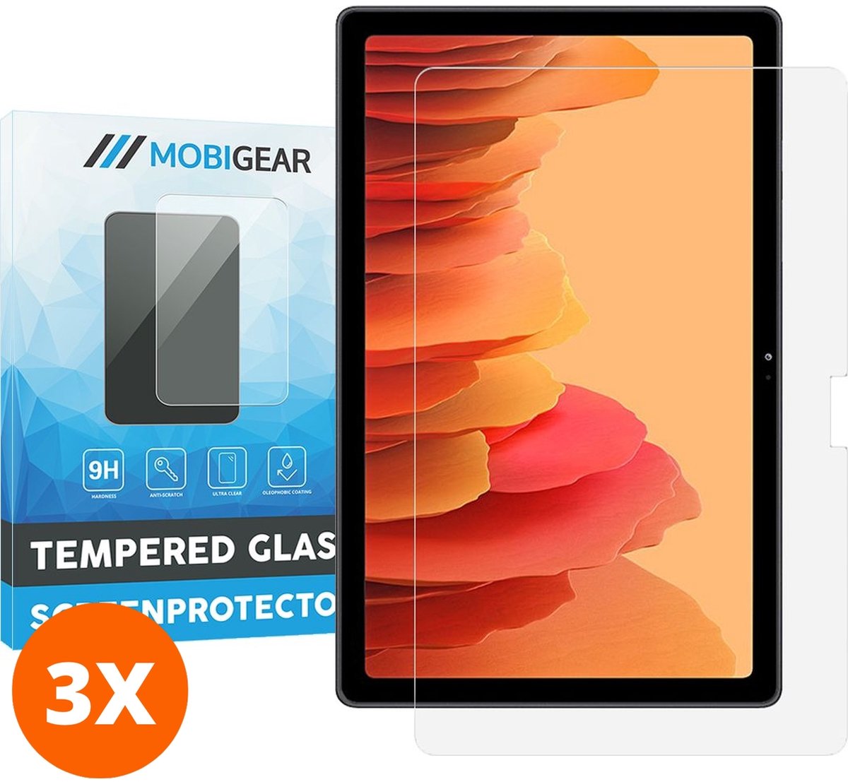Mobigear Screenprotector geschikt voor Samsung Galaxy Tab A7 (2020) Glazen | Mobigear Screenprotector - Case Friendly (3-Pack)