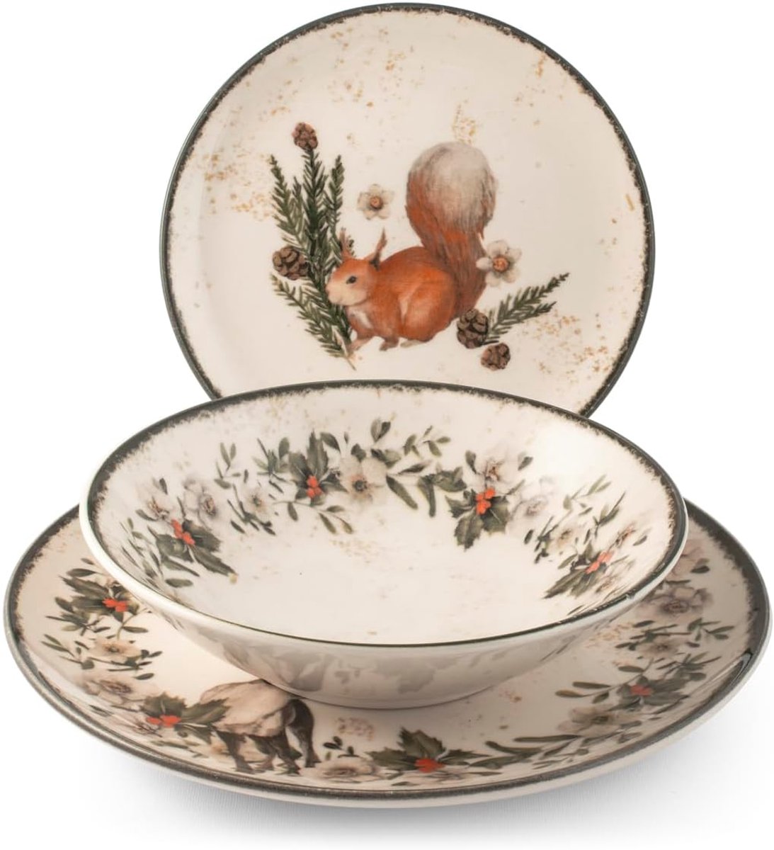 18-delige kerstservies set van steengoed - Slinger