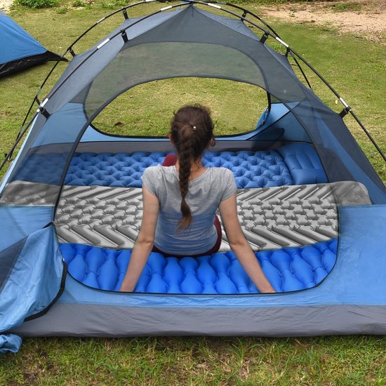Camping Luchtmatras, lichte opblaasbare trekking-matras, waterdicht, voor wandelen in de open lucht, reizen, rugzakreizen, kleine verpakkingsmaat, drukgeoptimaliseerd, Case 5 van Camping — afbeelding 5