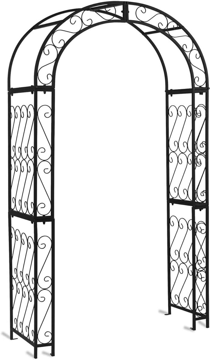 Tuinboog Metaal - Klimhulp Boog - Tuin Decoratie - Robuust IJzeren Frame - 212 cm Hoog - Zwart