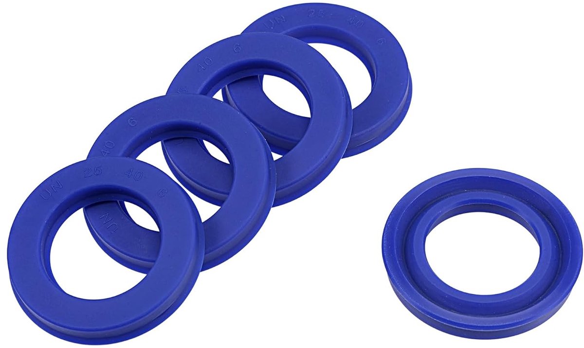 5 stuks UN radiale asafdichtringen, industriële PU-olieafdichtingen voor hydraulische cilinders (blauw, 25 mm ID x 40 mm OD 6 mm breed)