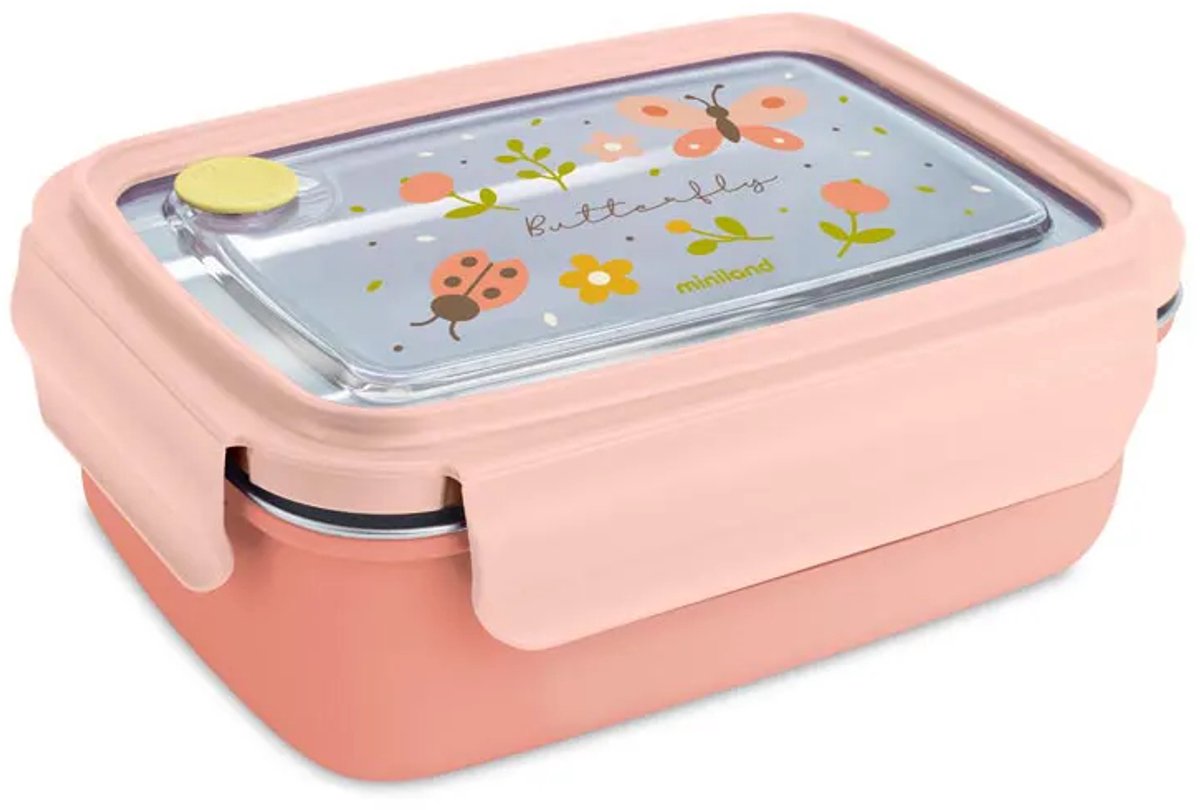 Miniland Steel Butterfly Lunchbox Roze Kinderen