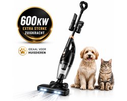 AG3500 Steelstofzuiger - 3-in-1 Snoerstofzuiger - 600W - Sterke Zuigkracht - Zonder Zak - HEPA Filter - LED Verlichting - Handstofzuiger - Lichtgewicht - Black