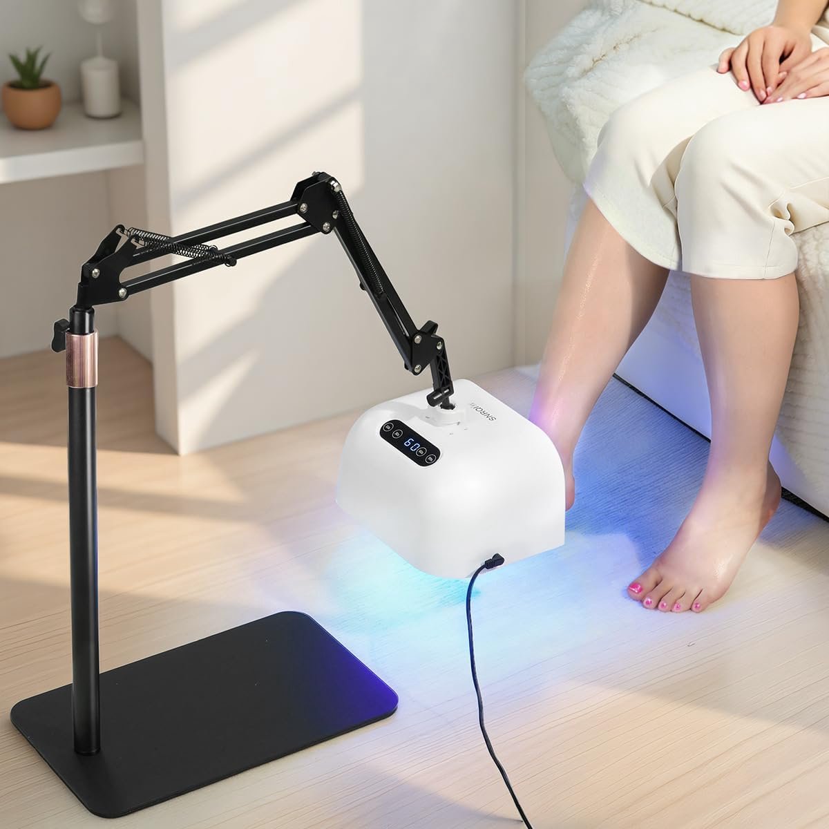 SnelShoppen - 2-in-1 48W UV-lamp voor Gelnagels, Professionele Nageldroger voor Vinger- en Teennagels, Draadloze Pedicure Lamp met Hoogte Verstelbaar