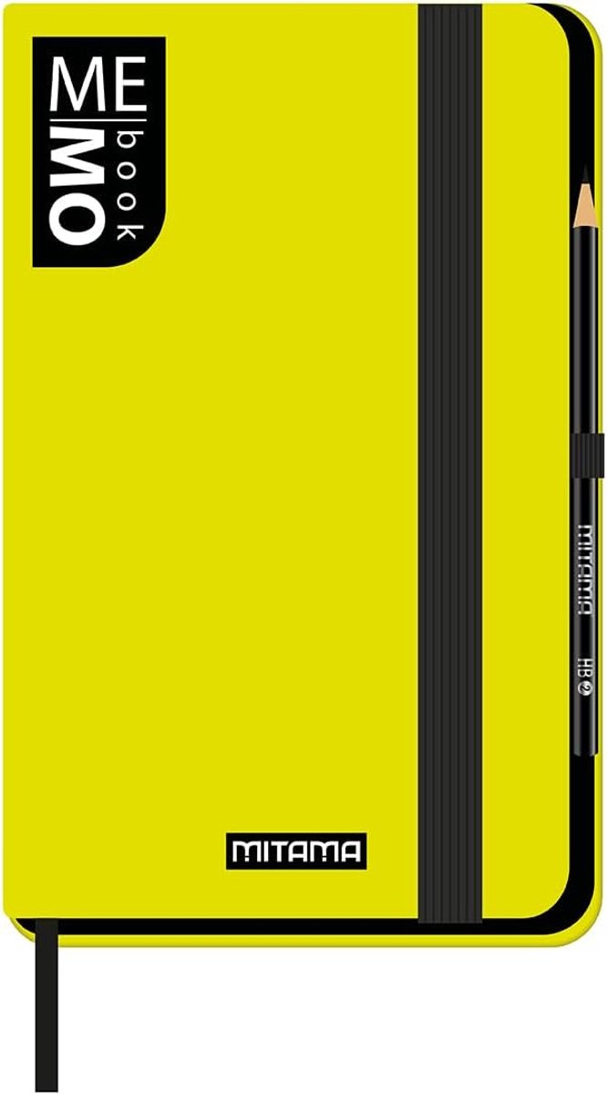 SnelShoppen - Mitama Notitieboek Large Geel Fluo - Memobook - Soft Touch Cover - Lined Blad - 13 x 21 cm - Inclusief Pen en Binnenzak