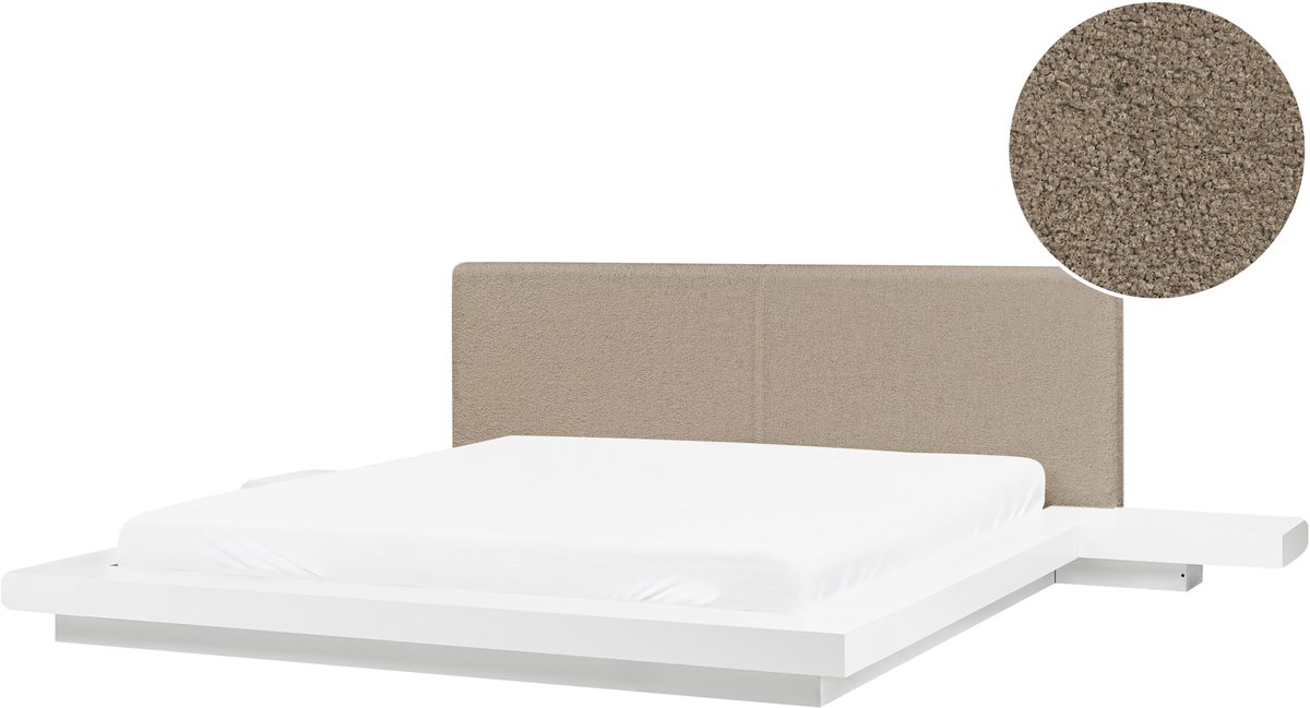 ZEN - Tweepersoonsbed - Wit/Taupe - 180 x 200 cm - MDF