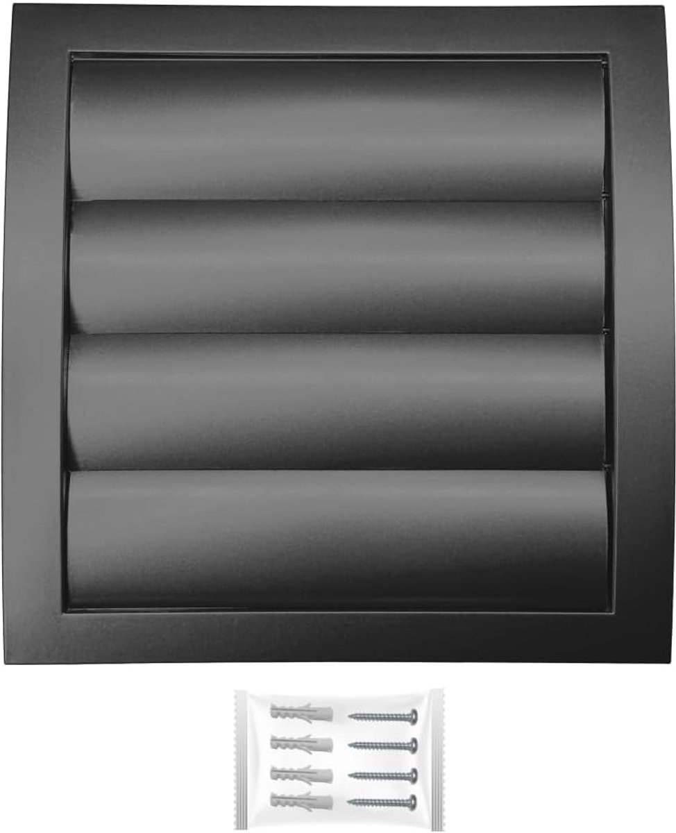 Ventilatierooster Vierkant - Afzuigkap rooster - Ventilatie verbeteren - Met insectenwering - 150 x 150 mm - Antraciet