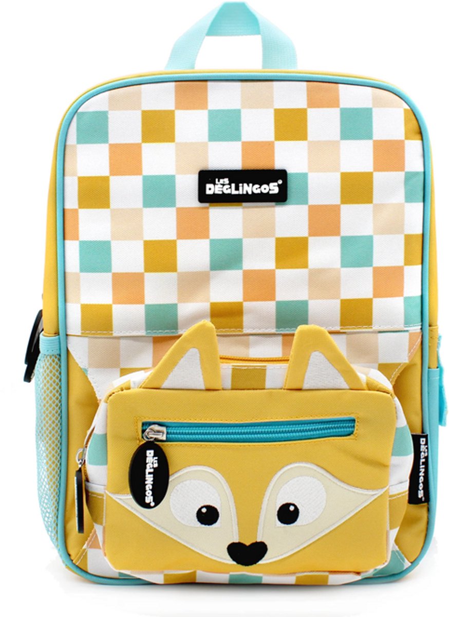 Les Déglingos Rugzak met Heuptasje - Kinderrugzak Peuter - Kleuterrugzak 3-6 Jaar - Schooltas Kinderopvang - Rugtas met Afneembaar Heuptasje - Vos Geel